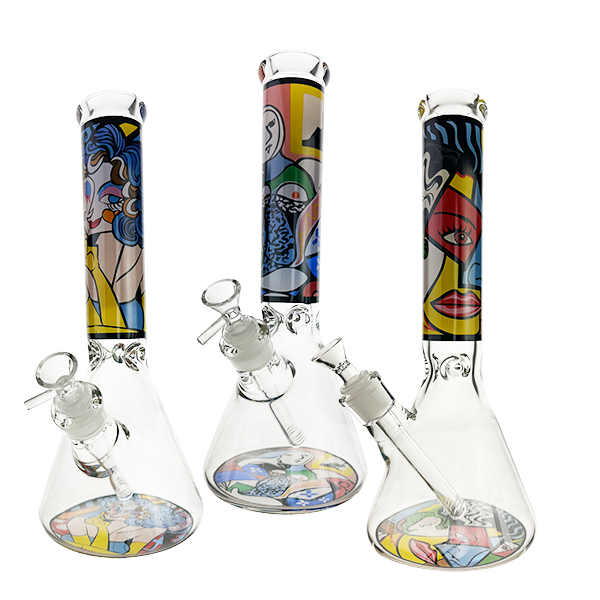 Premium Abstract Pop Art Glass Beaker Bong 35cm